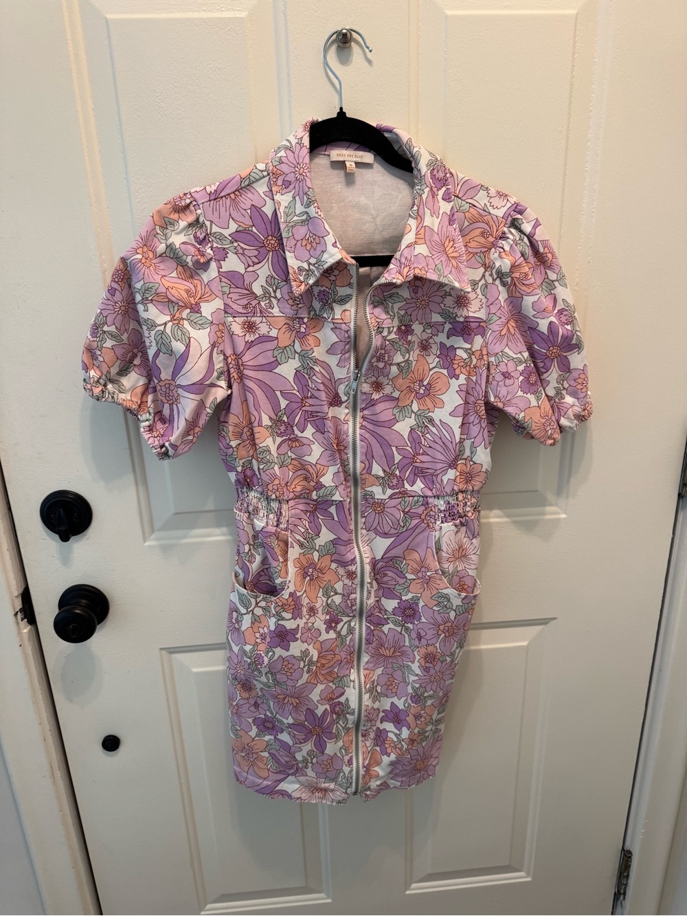Skies Are Blue Floral Mini Dress in Lavender and Peach